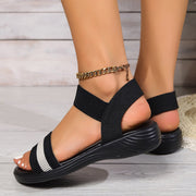 Fashion Color-block Elastic Sandals