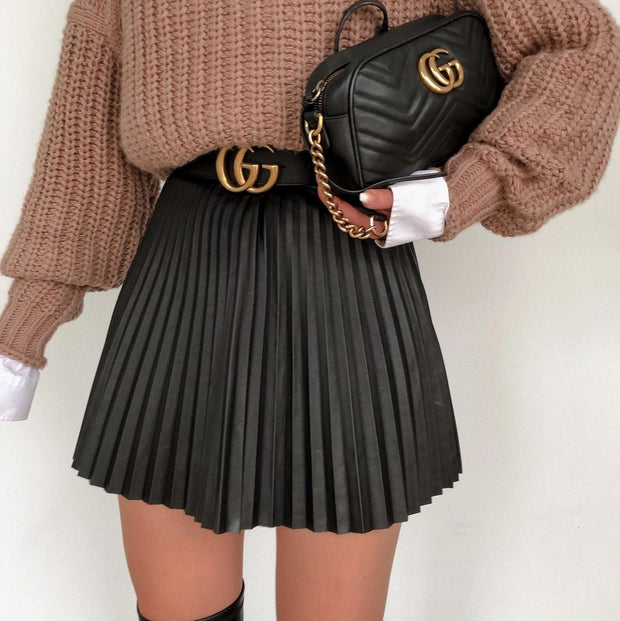 Draped Pleated Knitted Mini Skirts Women - Tiktok Tingz