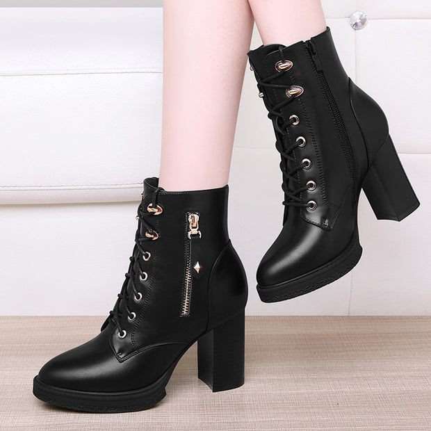 S Women's Shoes British Style Autumn And Winter Single Boots High Heels Women