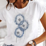 Women Dandelion T-shirts Fashion Clothing Cartoon Clothes Wa