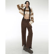 Coffee Colored Distressed Cropped Jeans For Women - Tiktok Tingz