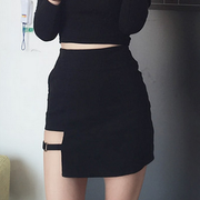 Korean Style Black Hip Skirts Irregular Hem Pencil Micro Mini Skirt