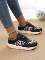 Leopard Print Casual Flat Lace-up Sports Casual Shoes - Tiktok Tingz