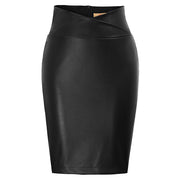 NEW Women Skirts Faux Leather Wrap Waist Back